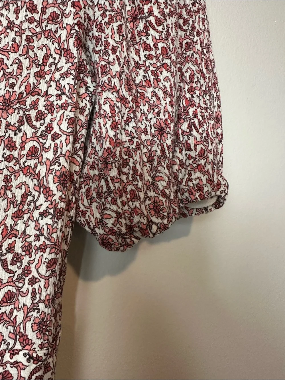 Tory Burch Floral Silk Cotton Midi Dress Pockets Puff Sleeve Lined Size 6